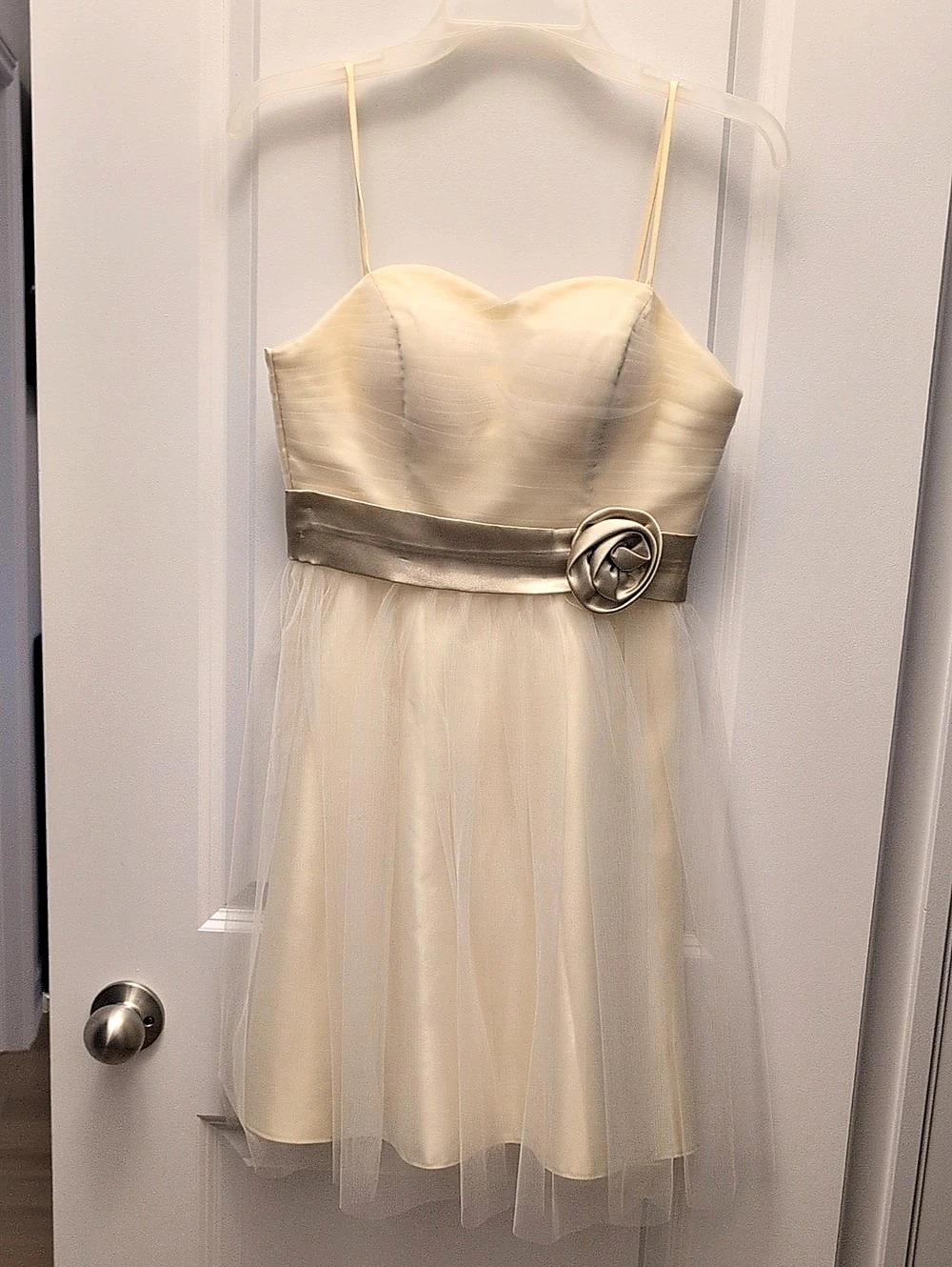 Cream Mini Dress with Rosette Belt
